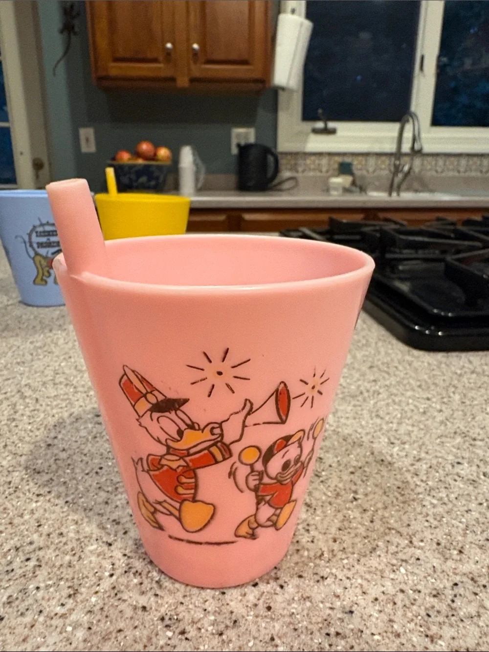 Vintage 1970s Disney Parade Plastic Cups - Blue & Pink w design